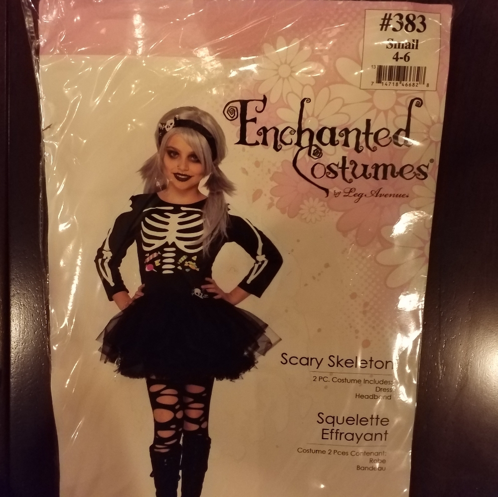 Scary Skeleton Dress Enchanted Costume. NEW! Halloween Spooky! Dia De Los Muerte